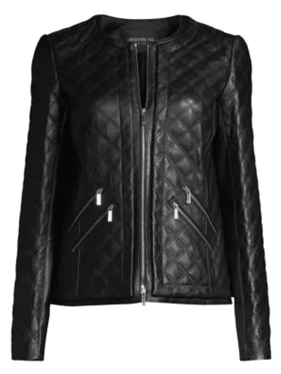 Shop Lafayette 148 Tanner Leather Quilted Jacket In Black