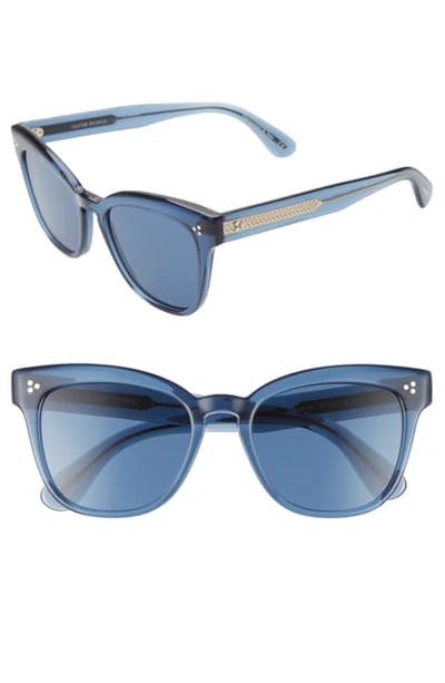 Shop Oliver Peoples Marianela 54mm Cat Eye Sunglasses - Deep Blue/ Dark Blue