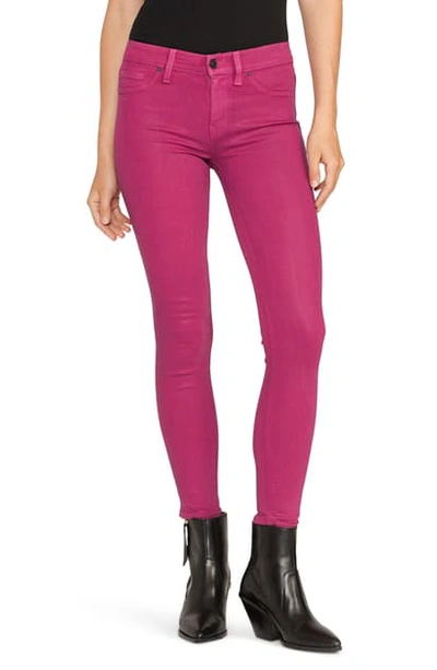 Shop Hudson 'nico' Ankle Coated Skinny Jeans In Magenta Wax