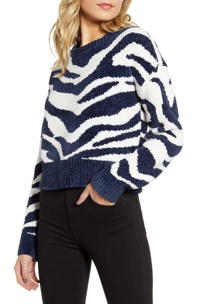 Shop Minkpink A Wild Winter Chenille Sweater In Navy