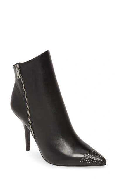 Shop Allsaints Valeria Studded Pointed Toe Bootie In Black Leather