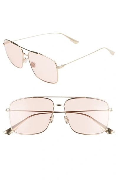 Shop Dior Stello3s 57mm Square Aviator Sunglasses In Gold/ Orange