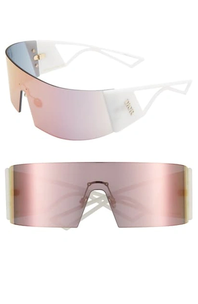 Dior Pink Heart Core Rimless Shield Sunglasses W/ Rhinestone Logo