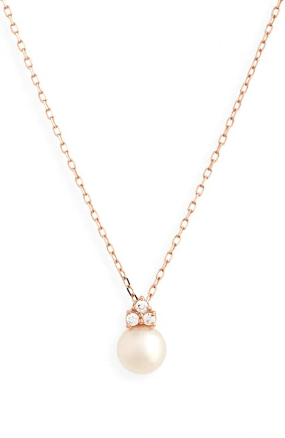Shop Mikimoto Diamond & Pearl Pendant Necklace In Rose Gold