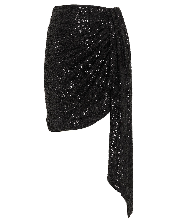 Jonathan Simkhai Draped Sequin Mini Skirt In Black | ModeSens