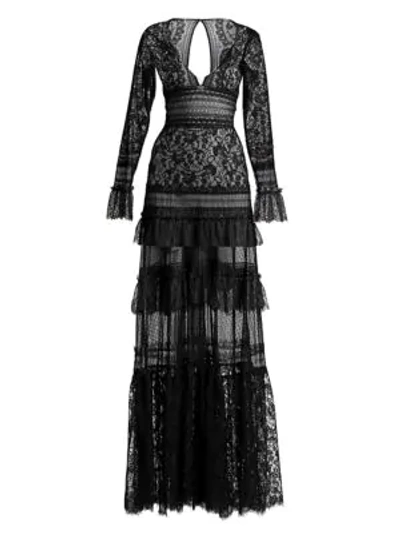 Shop Zuhair Murad Flamenco Lace Gown In Black