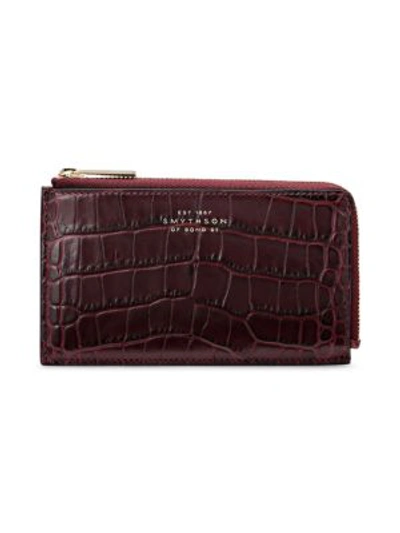 Shop Smythson Mara Crocodile-embossed Leather Coin Purse In Brown