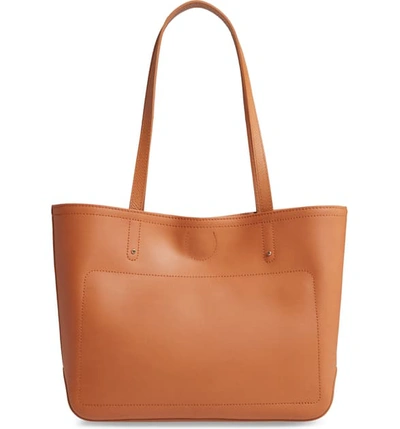 Shop Longchamp Cavalcade Leather Tote In Natural