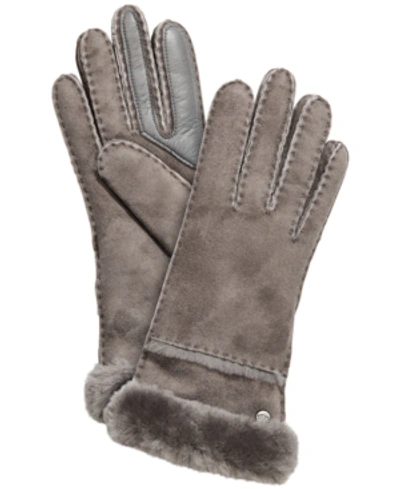 Shop Ugg Stitched Slim Tech Gloves In Charcoal