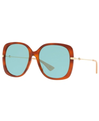 Shop Gucci Sunglasses, Gg0511s 57 In Tortoise Blonde/green