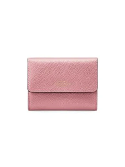 Shop Smythson Panama Small Saffiano Leather Coin Purse In Pink