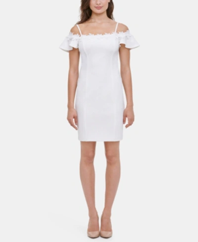 Shop Kensie Solid Off The Shoulder Dress In Ivory