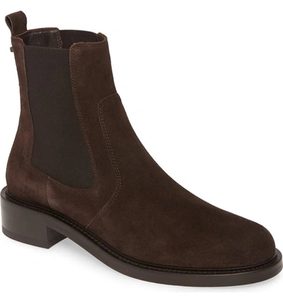 Shop Aquatalia Alexandra Weatherproof Chelsea Boot In Espresso Suede/ Elastic