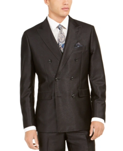Shop Tallia Orange Men's Slim-fit Black Solid Double-breasted Suit Jacket