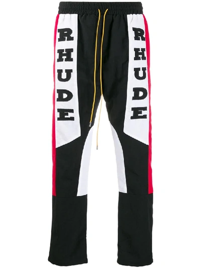 Shop Rhude Appliqué Logo Track Pants In Black