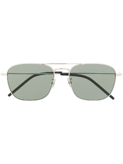 Shop Saint Laurent Sl309 Aviator-style Sunglasses In Silver