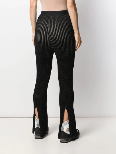 Shop Moncler Metallic Threading Knitted Trousers In Black