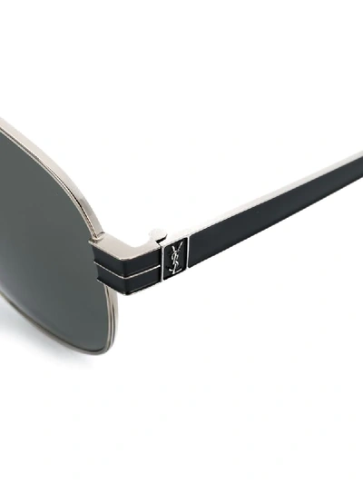 Shop Saint Laurent Slm53 Aviator-style Sunglasses In Silver