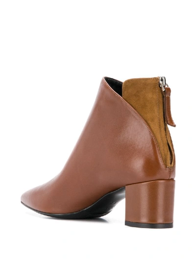 Shop Albano Contrasting Panel Ankle Boots In Brown