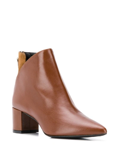 Shop Albano Contrasting Panel Ankle Boots In Brown