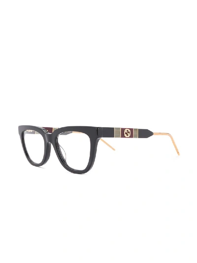 Shop Gucci Interlocking Gg Rectangular-frame Glasses In Black