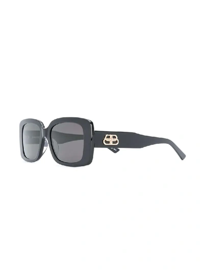 Shop Balenciaga Sharp Square Sunglasses In Black