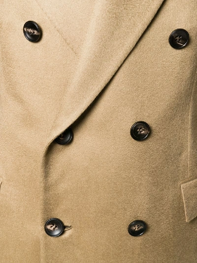 Shop Kiton Double Breasted Overcoat In Neutrals