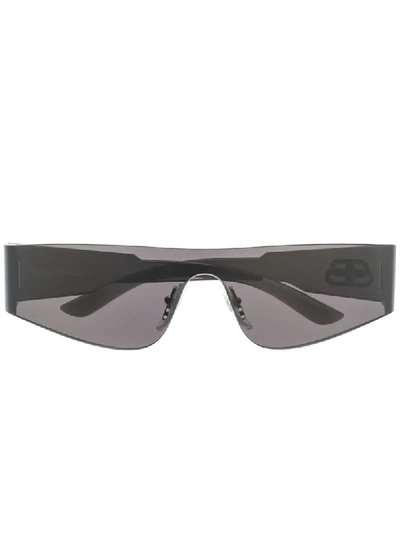 Shop Balenciaga Mono Rectangular-frame Sunglasses In Black