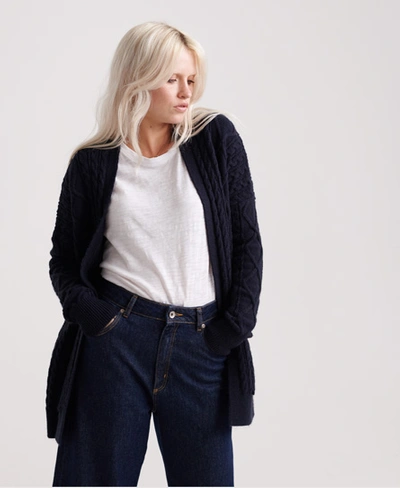 Shop Superdry Lannah Cable Cardigan In Dark Blue