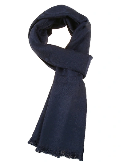 Shop Gucci Frayed Scarf In Blue