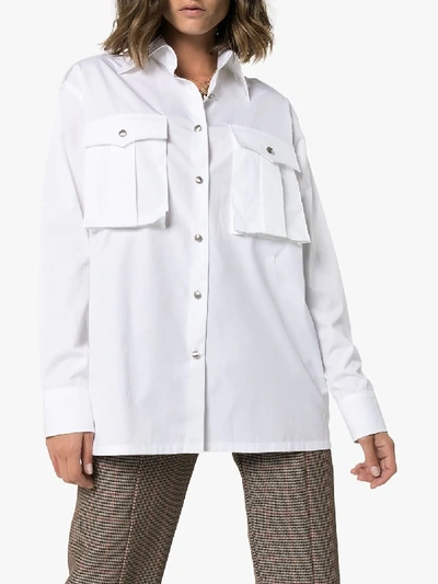 Shop Prada White Oversized Button-up Cotton Shirt