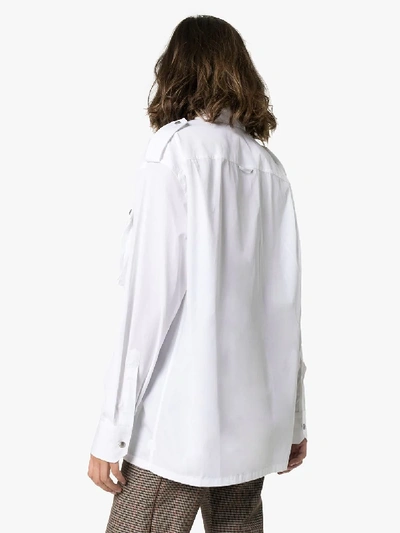 Shop Prada White Oversized Button-up Cotton Shirt