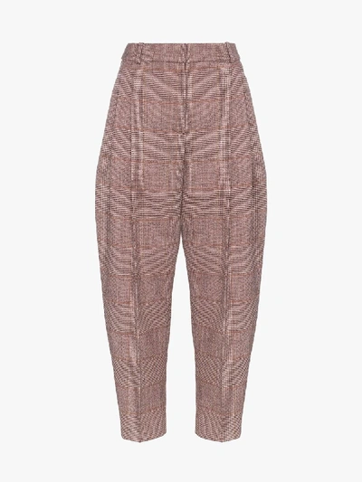 Shop Stella Mccartney Tapered Check Cropped Trousers In Red