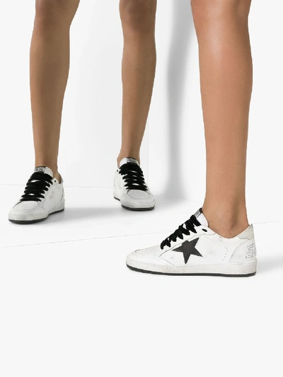 Shop Golden Goose White Ball Star Leather Sneakers