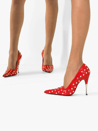 Shop Area Red 95 Studded Leather Pumps