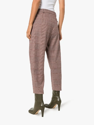 Shop Stella Mccartney Tapered Check Cropped Trousers In Red