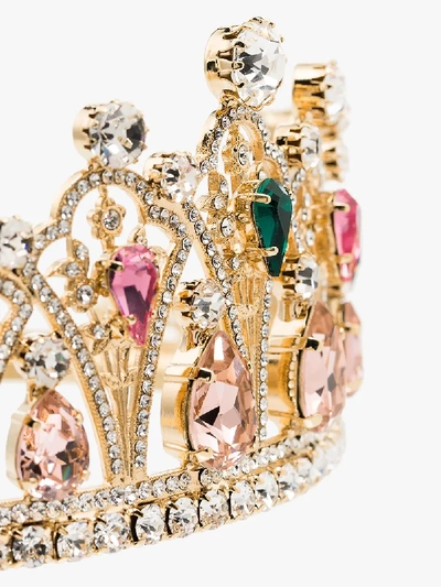 Shop Dolce & Gabbana Pink Crystal Embellished Tiara In Gold