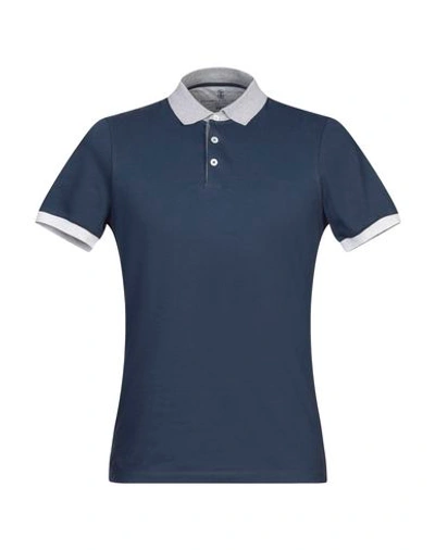 Shop Brunello Cucinelli Polo Shirt In Slate Blue