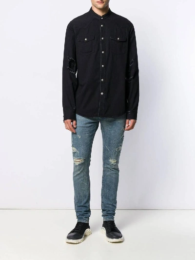 Shop Balmain Distressed Skinny Denim Jeans