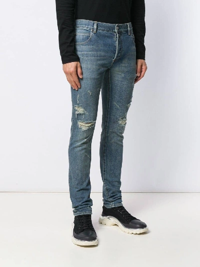 Shop Balmain Distressed Skinny Denim Jeans