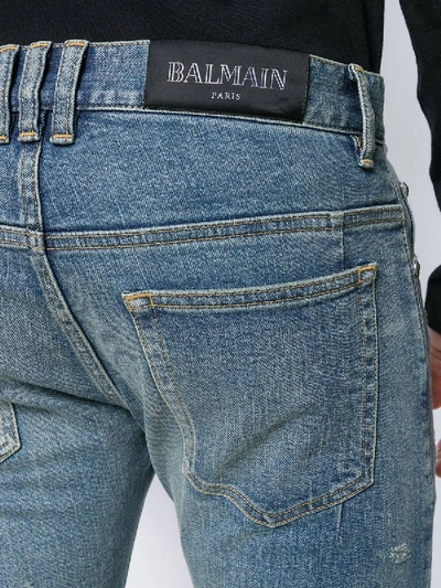 Shop Balmain Distressed Skinny Denim Jeans