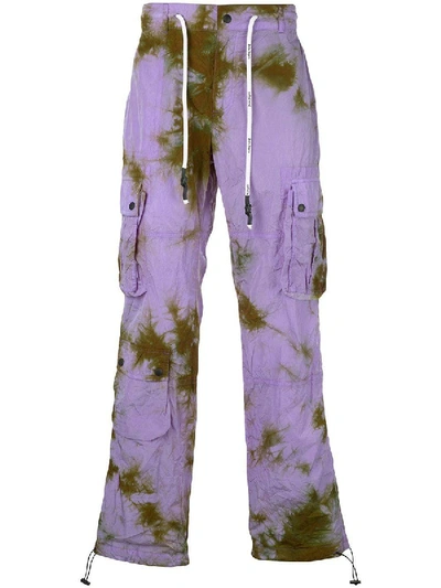 Shop Palm Angels Tie-dye Cargo Pants Purple