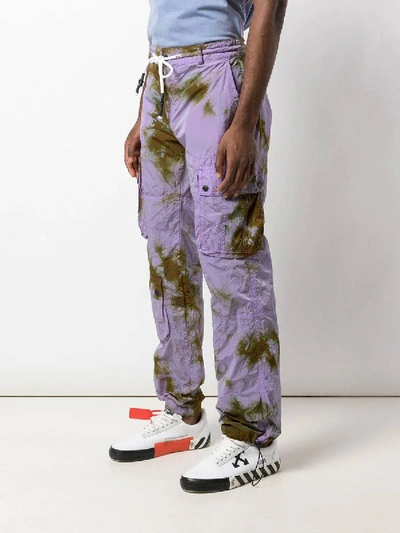 Shop Palm Angels Tie-dye Cargo Pants Purple