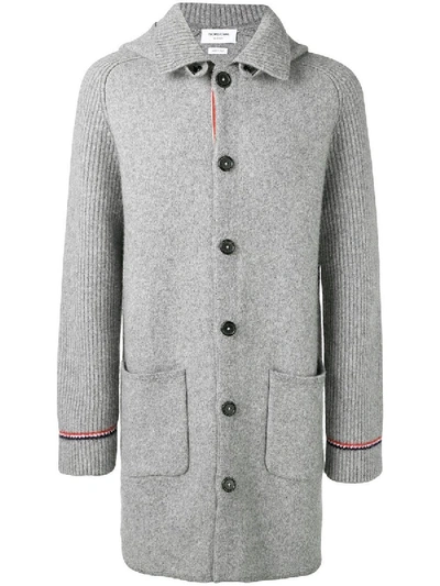 Shop Thom Browne Overwashed Wool Blend Duffle Coat