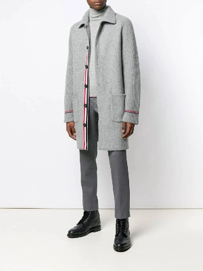 Shop Thom Browne Overwashed Wool Blend Duffle Coat