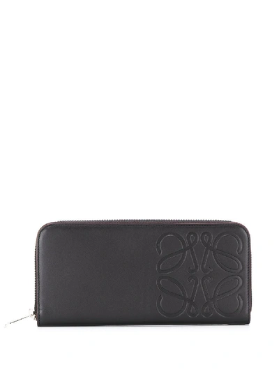 Shop Loewe Logo Zip Around Leather Wallet In Black