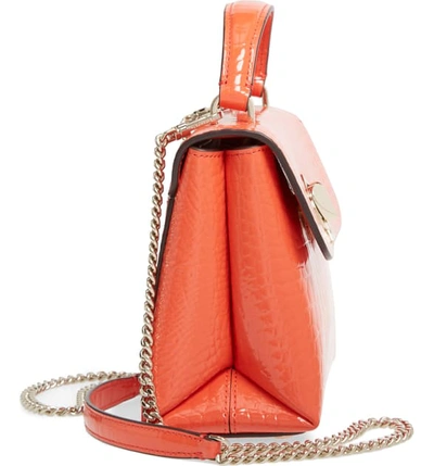 Shop Kate Spade Romy Croc-embossed Leather Top Handle Bag In Fire Lily