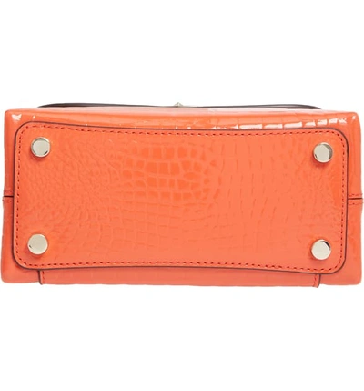 Shop Kate Spade Romy Croc-embossed Leather Top Handle Bag In Fire Lily