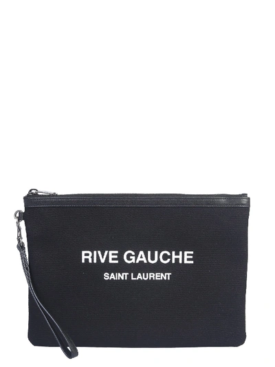 Shop Saint Laurent Rive Gauche Clutch With Zip In Black