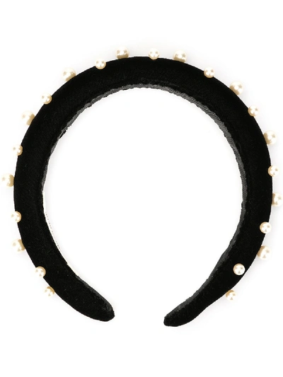 Shop Jennifer Behr Sascha Pearl Headband In Black
